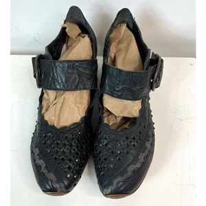 **** Rieker Black Mary Jane Pump Laser Cut Leather Comfort Shoe (JJ)